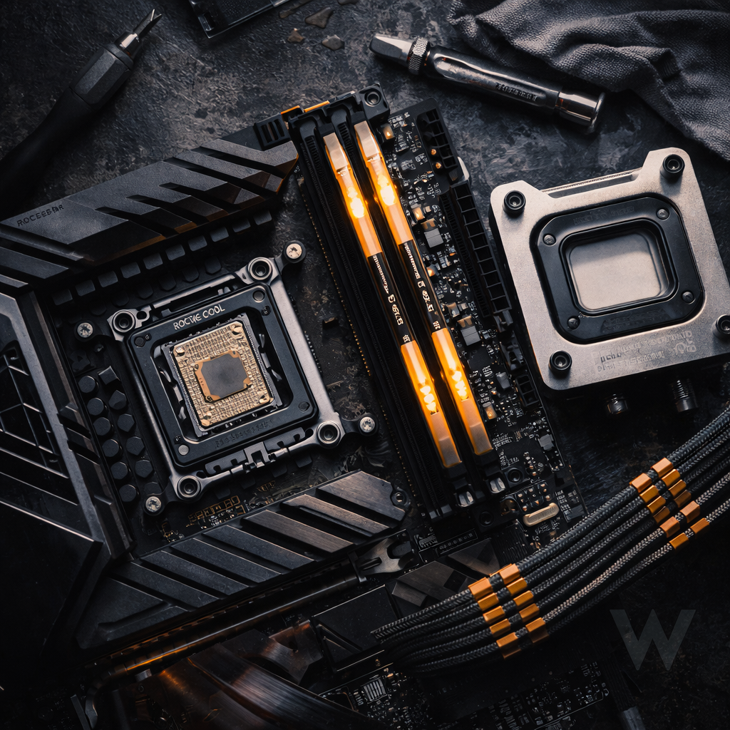 Intel Core i9-14900KS delidded with direct-die frame on ASUS ROG Z790 motherboard with 64GB DDR5-7600 RAM