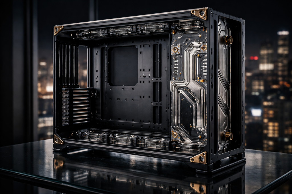 Singularity Computers Spectre 3.0 open-frame ATX case with integrated distribution plate