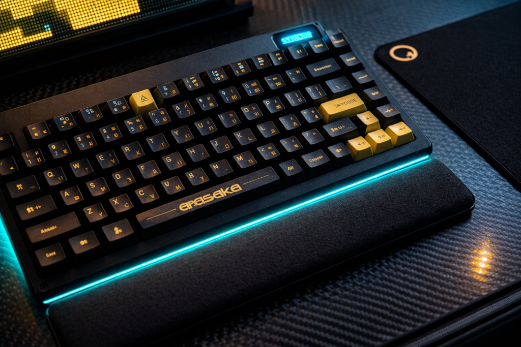 Angry Miao Cyberboard R4 Gangstar mechanical keyboard with Holy Panda X switches and Arasaka keycaps